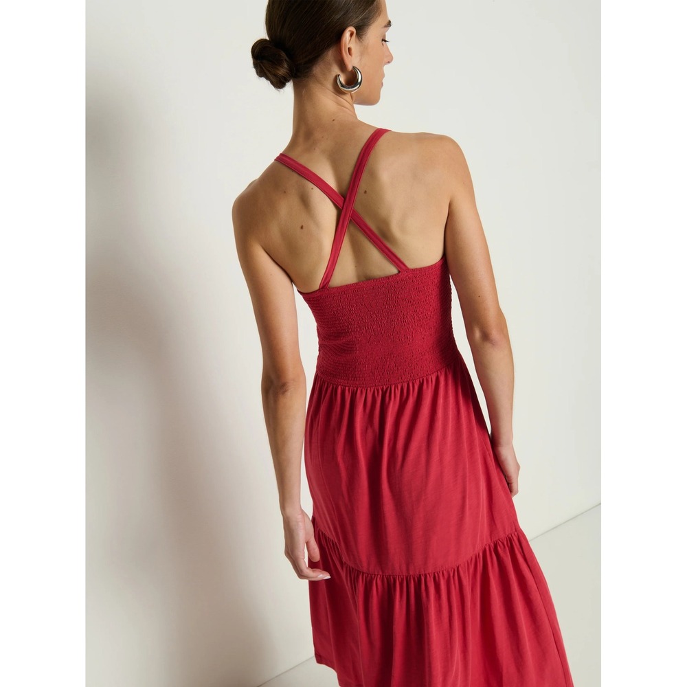 Nation LTD Los Angeles Penelope Smocked Midi Heartbeat Red - Picture 4 of 12